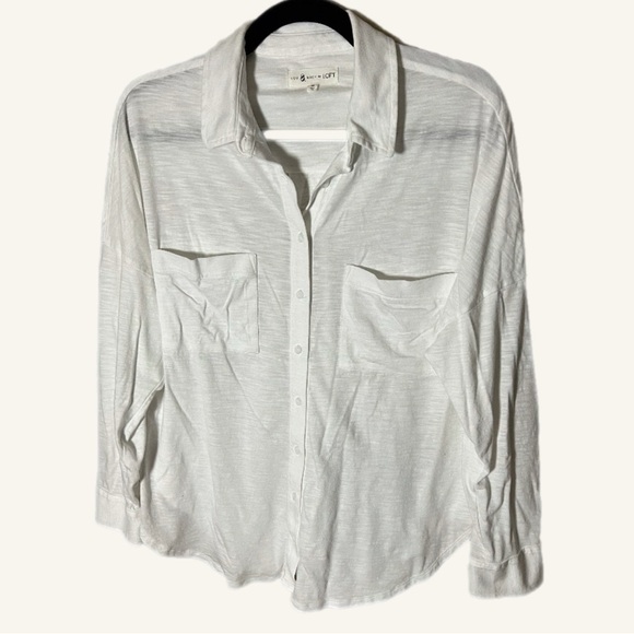 Lou & Grey Tops - Lou & Grey White Casual Button Down Shirt Relaxed Fit